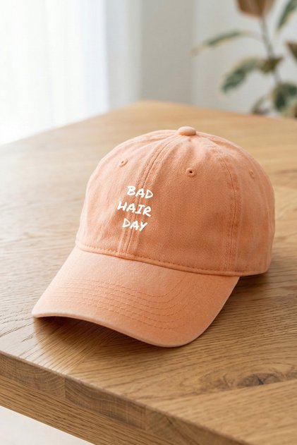 Bad Hair Day Written Washable Unisex Hat - Vintage Metal Buckle Adjustable Printed Baseball Cap
