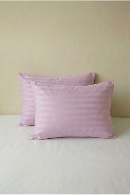 2 bucăți bumbac 100% Satin față de pernă cu dungi cu imprimeu 50x70