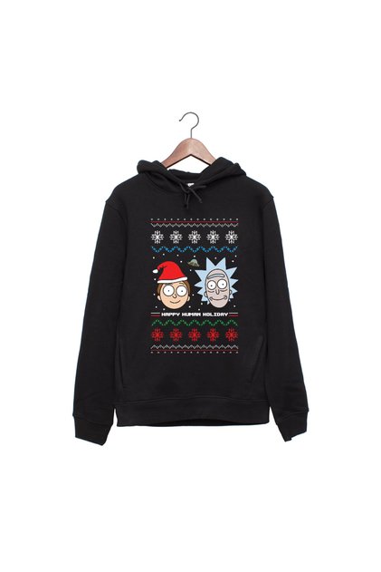 Hanorac negru unisex Rick and Morty Christmas