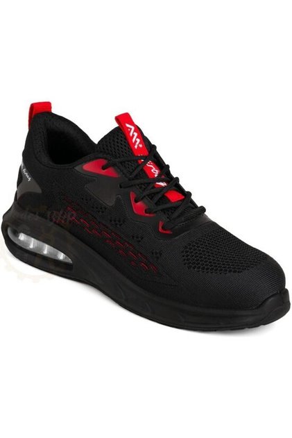 Pantofi de protecție Btex Airbag S1, material textil, bombeu metalic, negru-roșu
