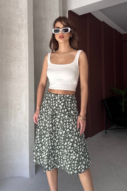 Women's Midi Length Patterned Wrap Skirt