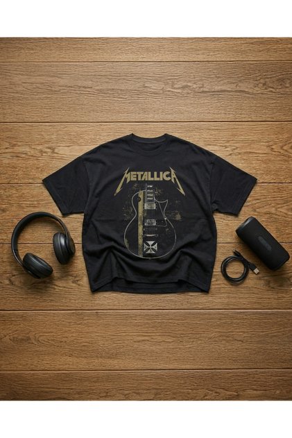 Metallıca Printed Unisex 100% Cotton Pack Oversized T-Shirt