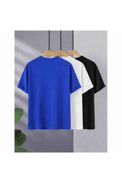 Men's Women's 3-Piece Oversized Basic T-Shirt Set Black White Sax Blue Daily Comfortable Fit T-Shirt