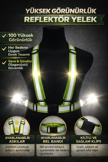 Green Phosphorescent Reflective Vest Biker Running Cycling Traffic Safety Vest