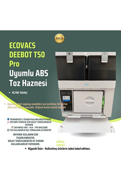 Ercinova ECOVACS DEEBOT T50 Pro Uyumlu ABS Toz Haznesi – 3D Baskı