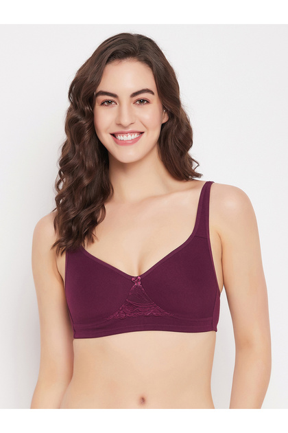 Purple Padded Non-Wired Full Coverage Cotton Rich T-Shirt Bra