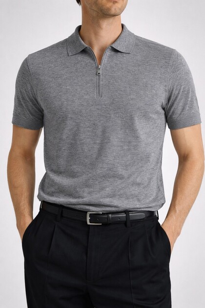 Men'S, Half-Zip, Soft-Textured , Summer-Spring, Knitwear, Polo Neck T-Shirt Polo02