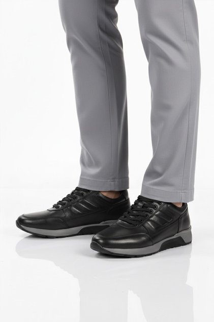 Black Genuine Leather Men's Casual Shoes