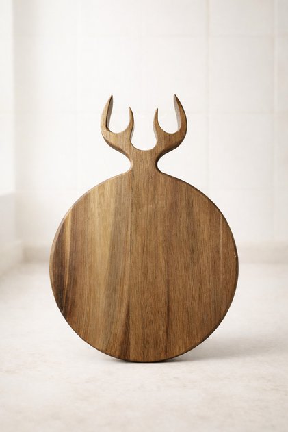 Acacia Wood Deer Horn Strappy Presentation Board Cheese Breakfast Serving Board