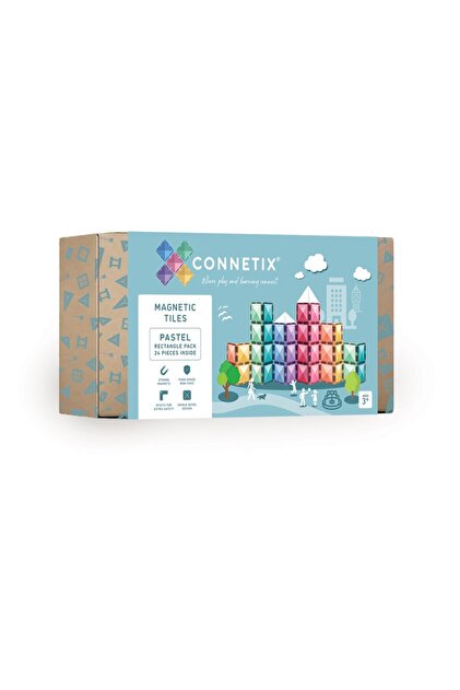 Set de construcție magnetic, Pastel Rectangle Pack , Tiles, 24 piese, 3 ani+