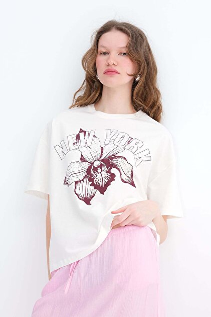 みっちゃん Addax Çiçek Baskılı T-shirt P9015 - Fiyatı, Yorumları