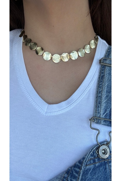 Paslanmaz çelik boho model halkalı Gold Kolye