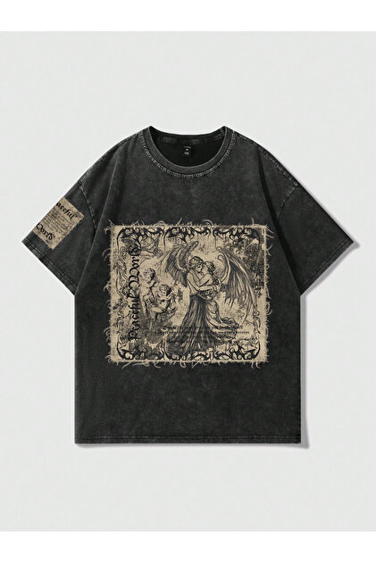 ton様 Touz China Design Baskılı Yıkamalı Oversize T-Shirt - Fiyatı