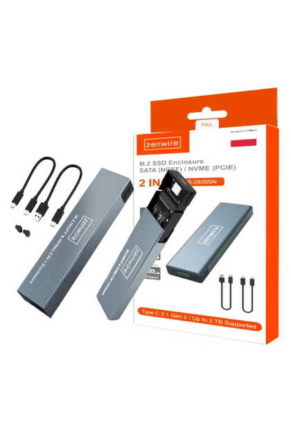 Carcasă externă SSD M.2 NVME SATA, Adaptor NGFF PCIe, Zenwire®, USB 3.1 Gen 2, USB 3.0, Panoul de stocare de 6 GB