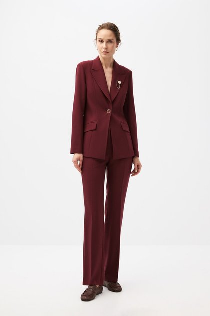 Bordo Blazer Ceket Takım