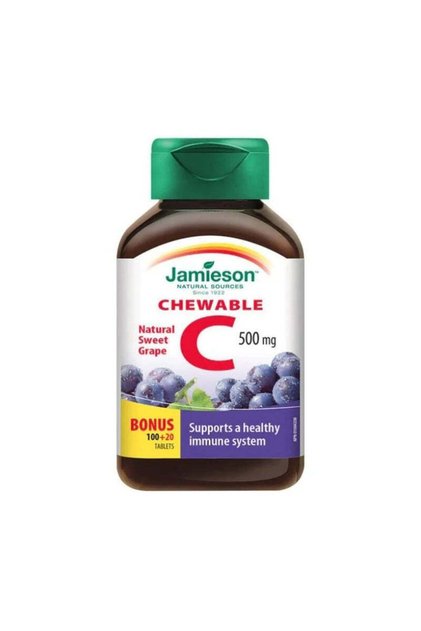 Vitamina C aroma de struguri 500 mg, 120 comprimate masticabile,