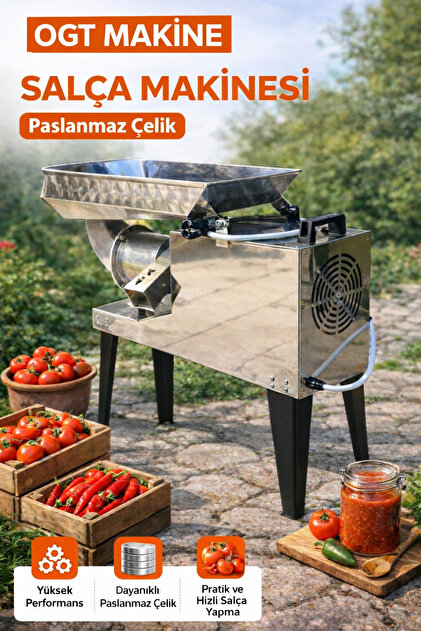 Paslanmaz Salça Makinesi 3 HP | Profesyonel İnox Domates Çekme Makinesi