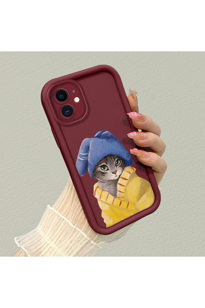 iPhone 12 Compatible Elegant Cat Patterned , High Quality Silicone Phone Case.