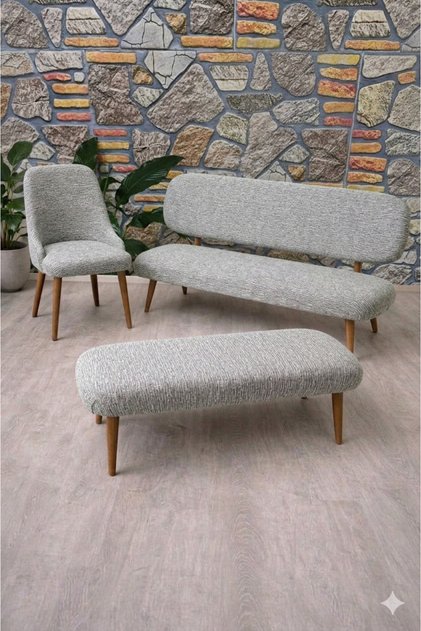 Bench and Pouf Set Cover Set - 2 Armchairs, 1 Bench, 1 Pouf Cover