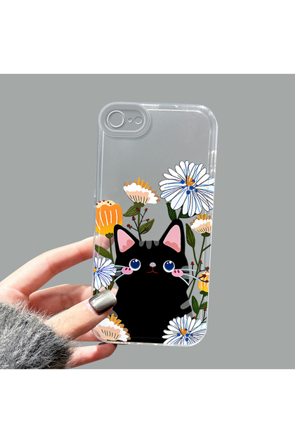 iPhone 7/8/Se 2020 2022 Anti-Shock Aesthetic Print Patterned Transparent Silicone Case with Camera Protection