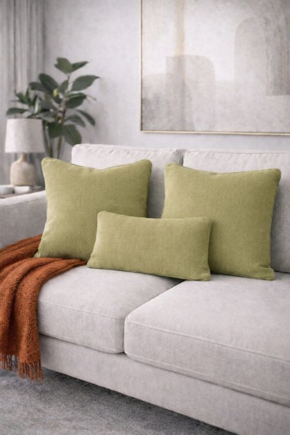 3-Pack Cotton Textured Woven Cushion Cover Pistachio Green