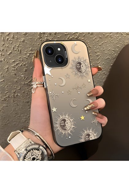 iPhone 15 Plus/14 Plus Compatible Gold Tone Star Patterned Acrylic Material Phone Case