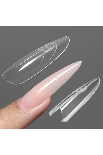 Tipsuri reutilizabile sandwich dual form unghii gel polygel, migdală, 15 mărimi, 240 buc TIPS02