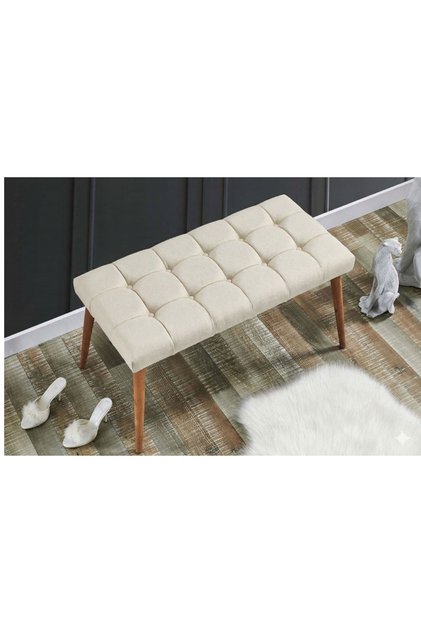 KAPİNO BENCH, KREM, AHŞAP AYAK