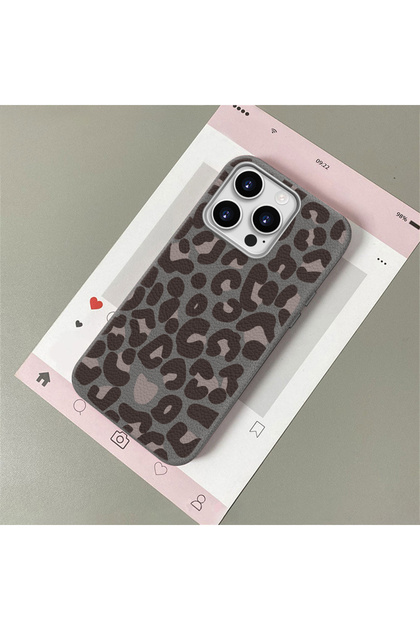 Stylish Leopard Printed Pack, Leather Textured Phone Case Compatible with iPhone 15 Pro Max