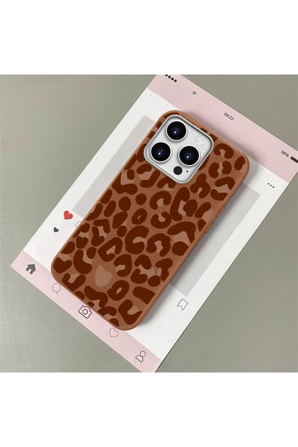 Stylish Leopard Printed Pack, Leather Textured Phone Case Compatible with iPhone 16 Pro Max