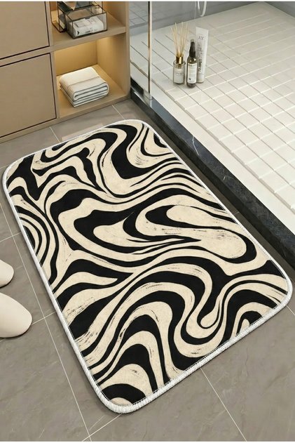 Multi-Purpose Shower Mat Non-Slip Foot Mat 60X100 Modern Patterned Soft Base
