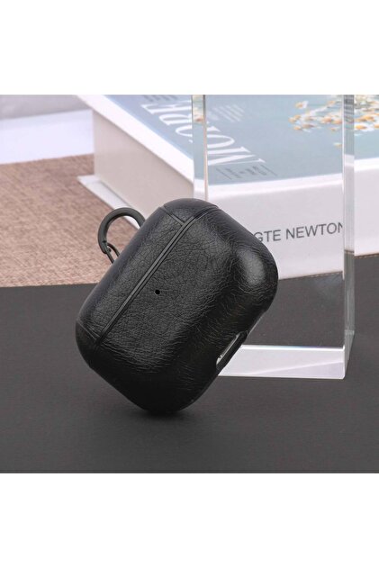 CaseOnn Apple AirPods Pro 3 Kılıf Kancalı Lüks Deri Görünümlü Açık