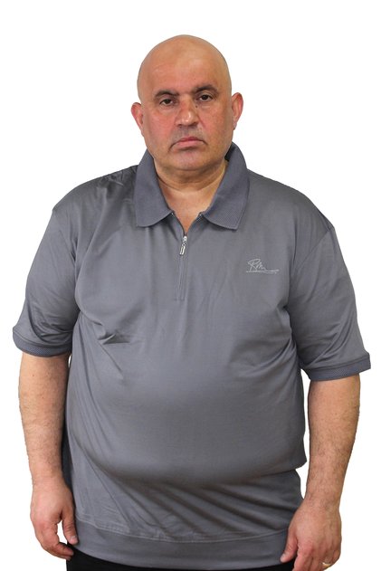 Men's Large Size Premium Mercerized Textured Polo Collar Zipper T-Shirt