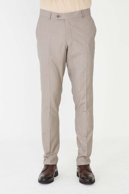 Beige Men's Fabric Trousers Modern Cut Classic Trousers