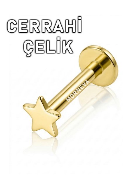 Cerrahi Çelik Minik Taşsız Yıldız Helix Tragus Flat Conch Lobe Kulak Piercingi (1 Adet)