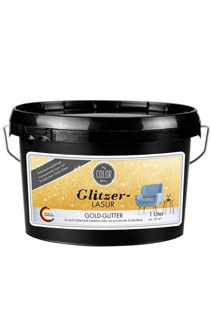 Sclipici pentru pereți în glazură transparentă, My COLOR Room de Viva Decor, 1 litru sclipici auriu
