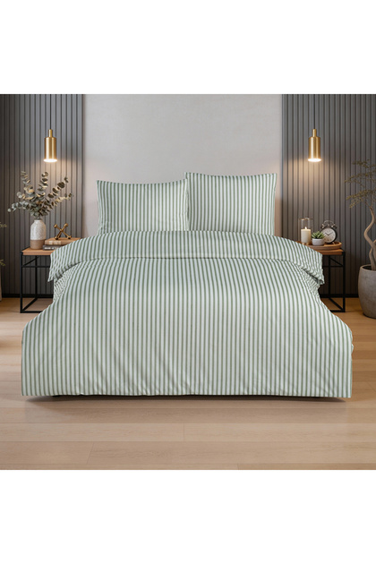 Lani Double 100% Cotton Ranforce Duvet Cover Set Green (3 Pieces) 200X220/50X70 Green