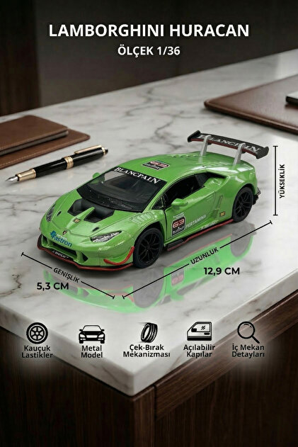 craftivio Lamborghini Huracan 1/36 Ölçek Metal Çek Bırak Model