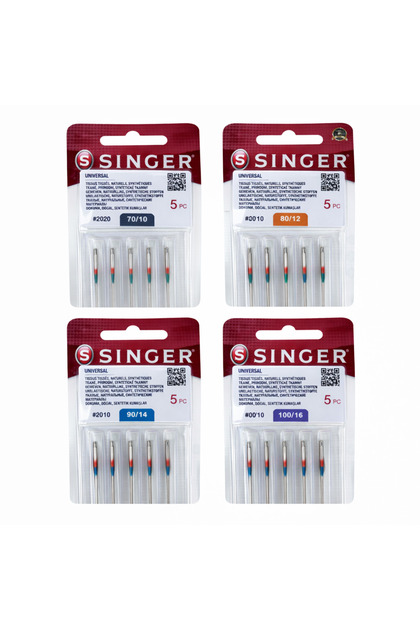 Universal Sewing Machine Needle Set 4 Packs (20 Pieces) 70/10 80/12 90/14 100/16