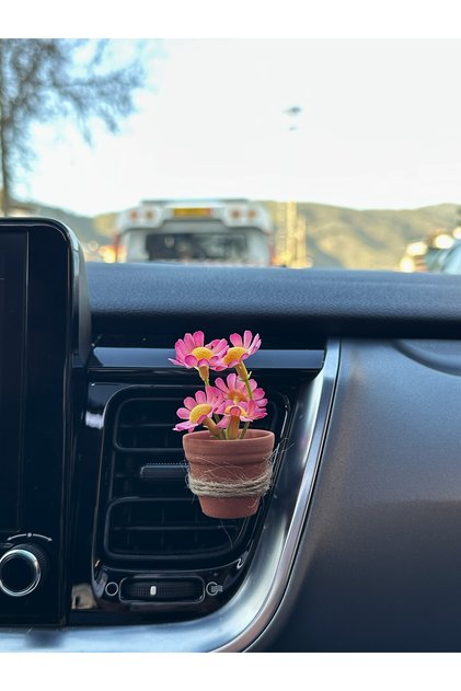 Daisy Drive In-Car Mini Terra Flower Pot - Pink