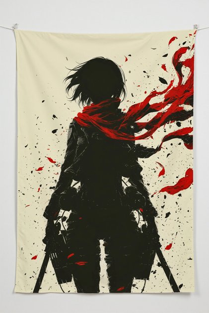 Atack on Titan Mikasa Anime Wall Cloth – Large Size Tapestry Room Decor High-Definition Printing