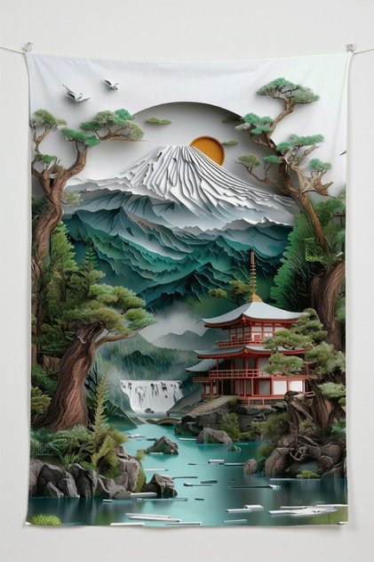 Valley of Peace Wall Covering – Large Size Tapestry Wall Rug Sq, Game Anime Movie Room Decor