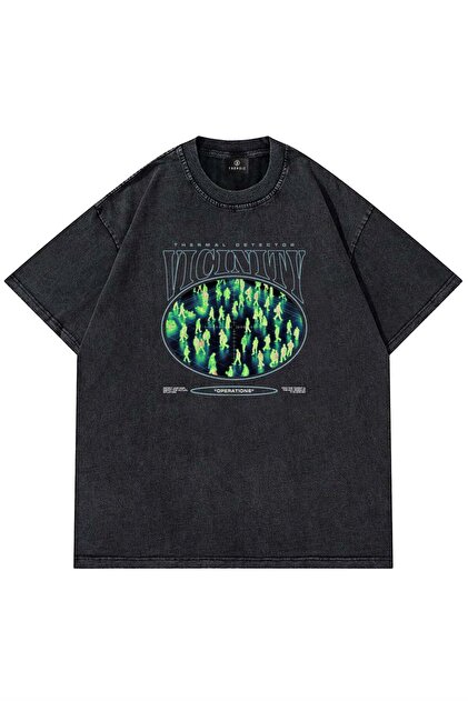 Trendiz Unisex Thermal Vicinity Yıkamalı Tshirt Antrasit - Fiyatı