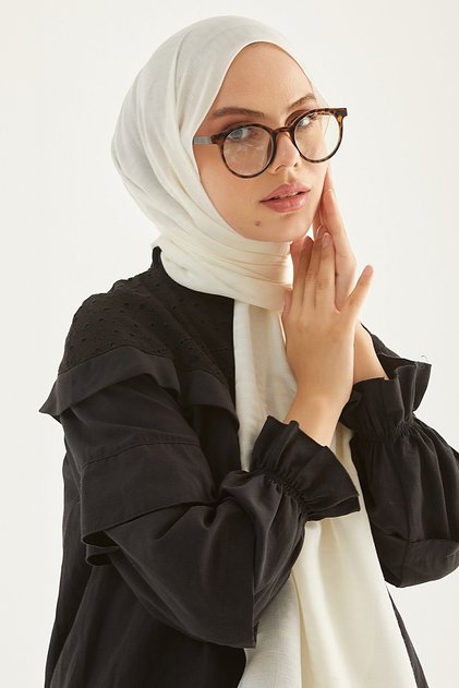 Elle F Muster-Jacquard-Baumwollschal - Weiß
