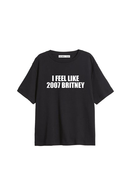 I Feel Like 2007 Britney Printed Relaxed Fit Black Women's Tshirt