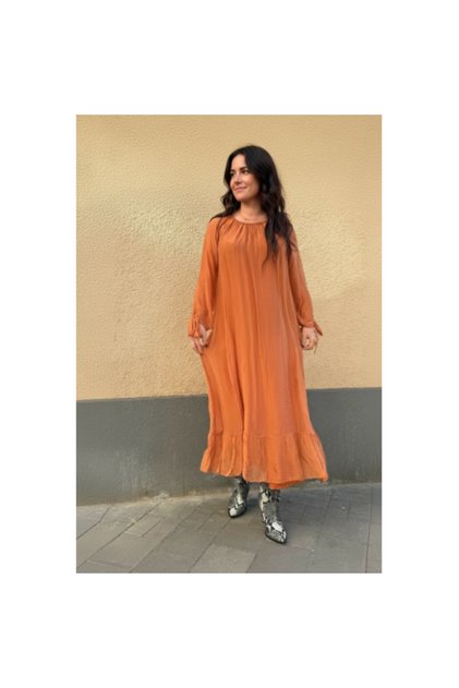 Φόρεμα από Μετάξι και Βισκόζη Manilla Orange