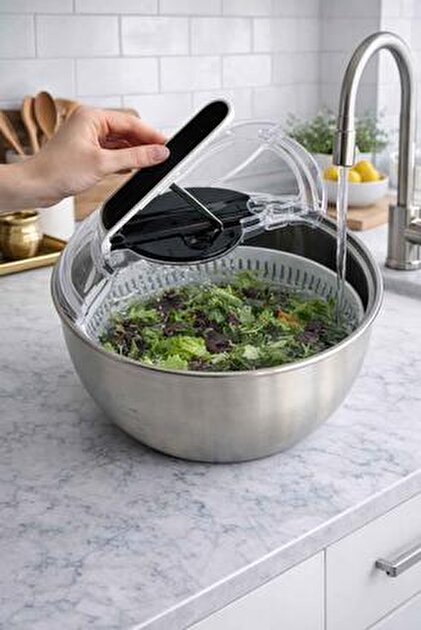GEFU Speedwıng Salata Kurutucusu Paslanmaz Çelik Kaseli 5 L