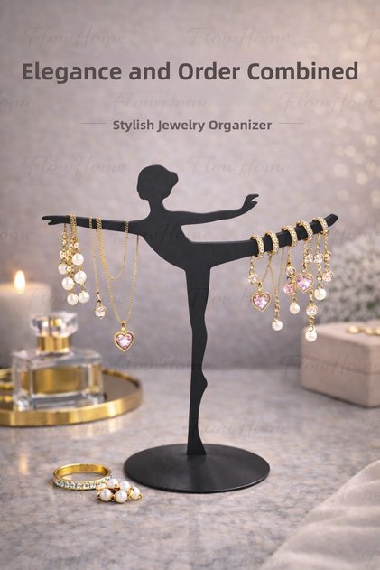 Ballerina Design Jewelry Stand Jewelry Organizer Necklace Hanger Desktop Ring Earring Organizer Black