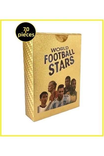 Football 70 Pieces Metal Flexible Card Gold 3D Size Gold Messi Game Card 70 Pieces Collection