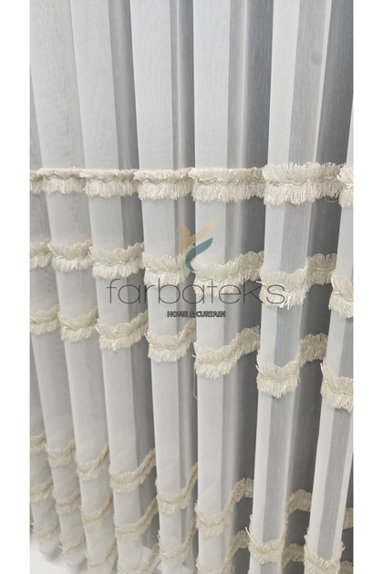 Luxury Tasseled Apartment Sheer Curtain Model 1E3Floor Pleated
